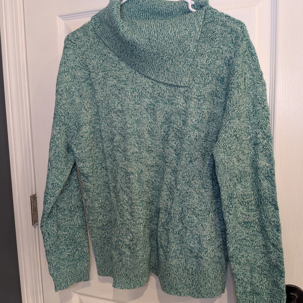 Talbots Basketweave Split Neck Sweater - Marled S… - image 1